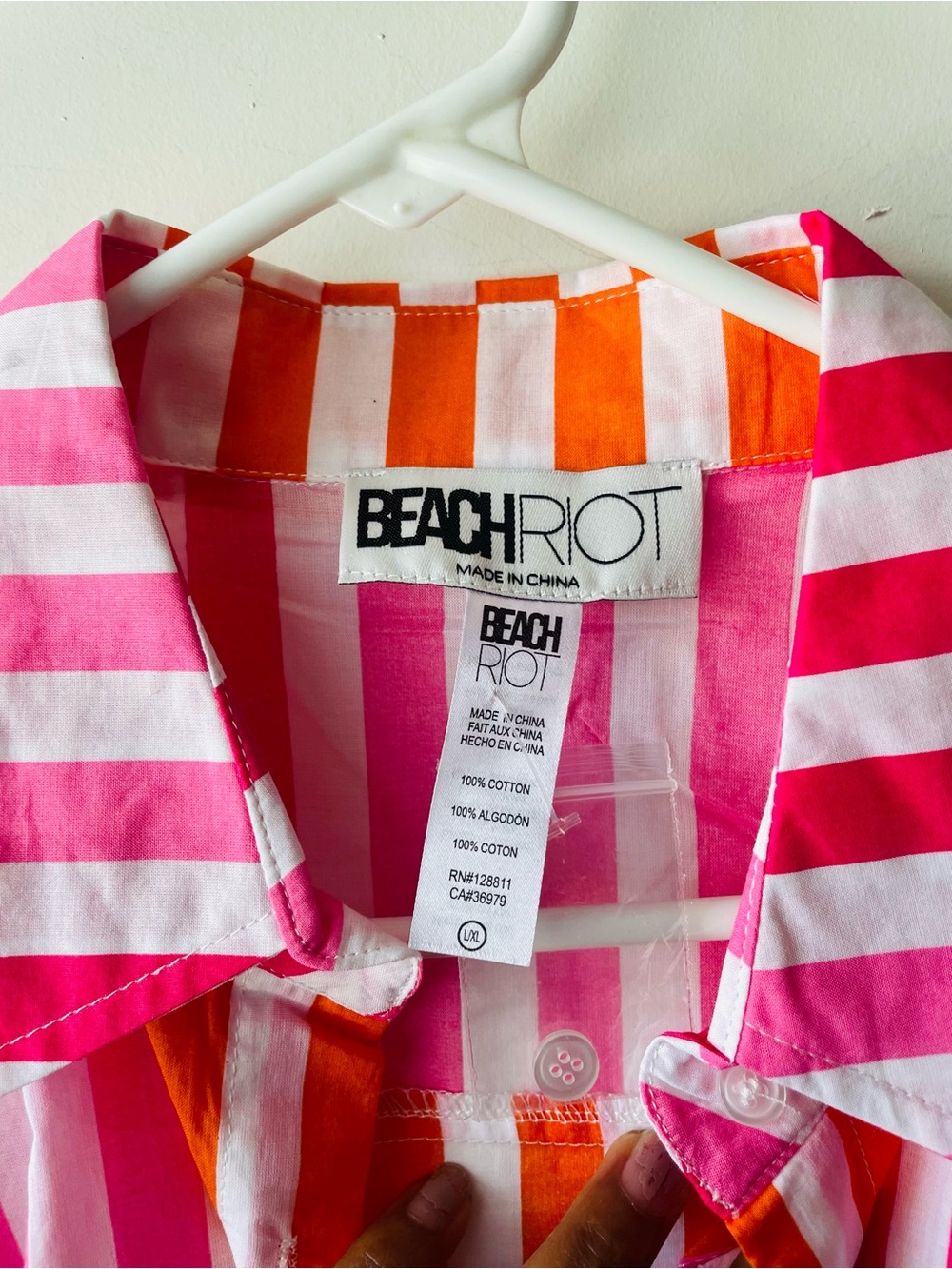 Beach Riot Pink & Orange Vertical Stripe Button-Down Shirt - Picture 2 of 9